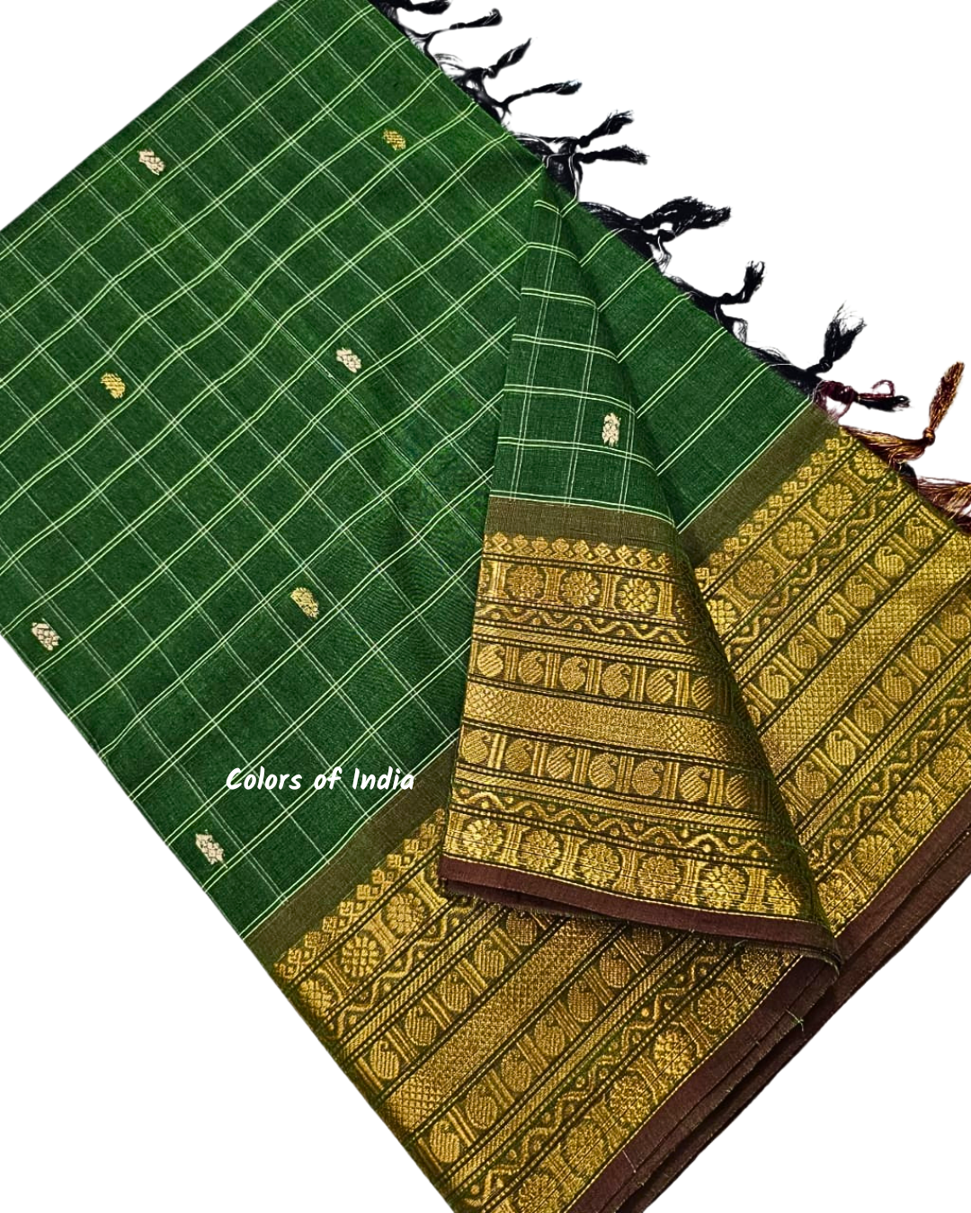 kanchi check saree with border , Cotton sarees for women , Summer saree , Kanchi saree