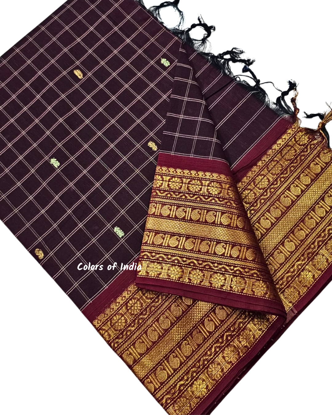 kanchi check saree with border , Cotton sarees for women , Summer saree , Kanchi saree
