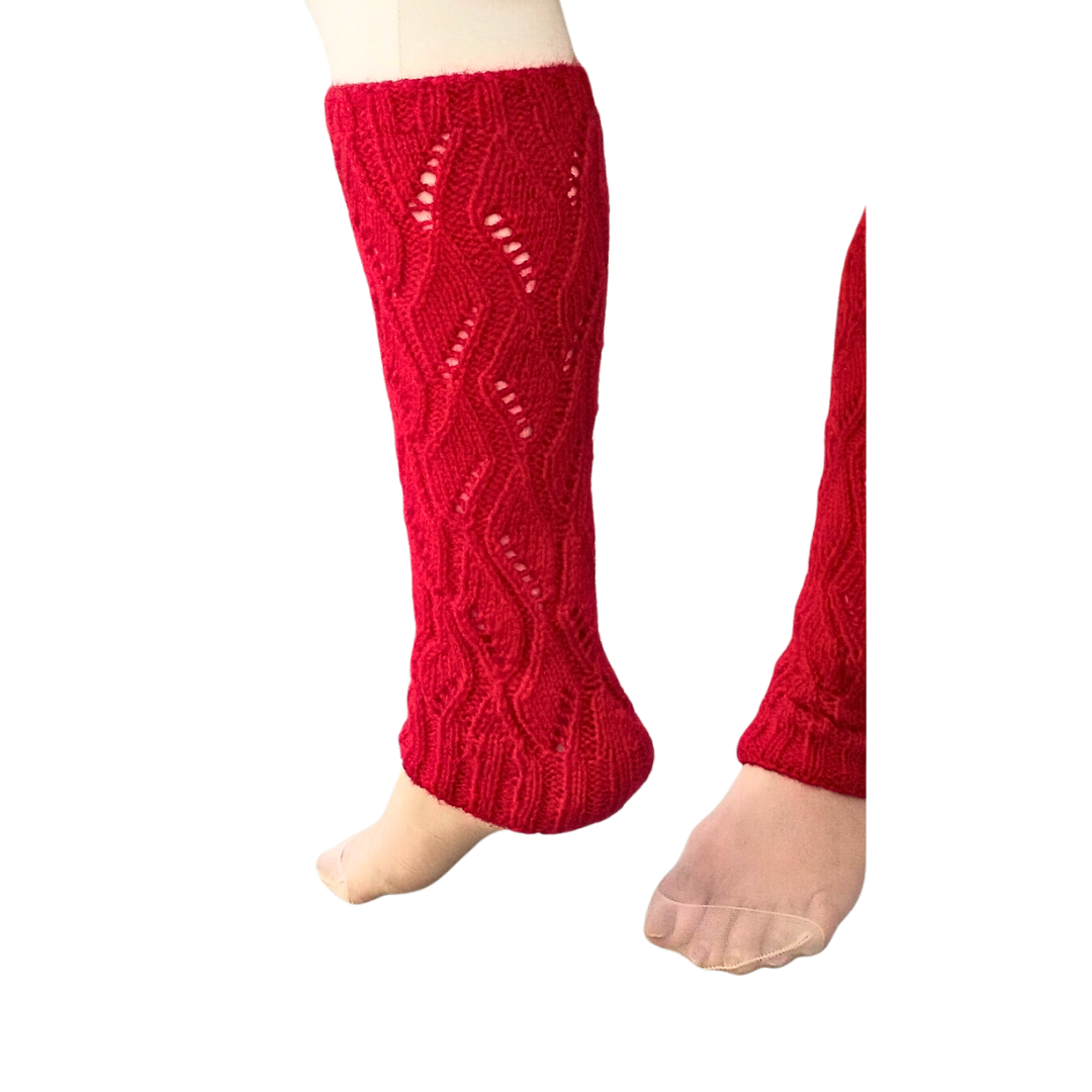 Red Handknitted Woollen LegWarmers