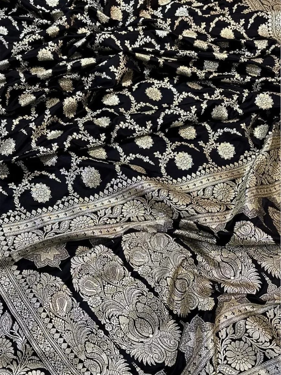 Mashru Silk Banarasi Saree with Rich Floral Zari Border | Wedding & Festive Wear