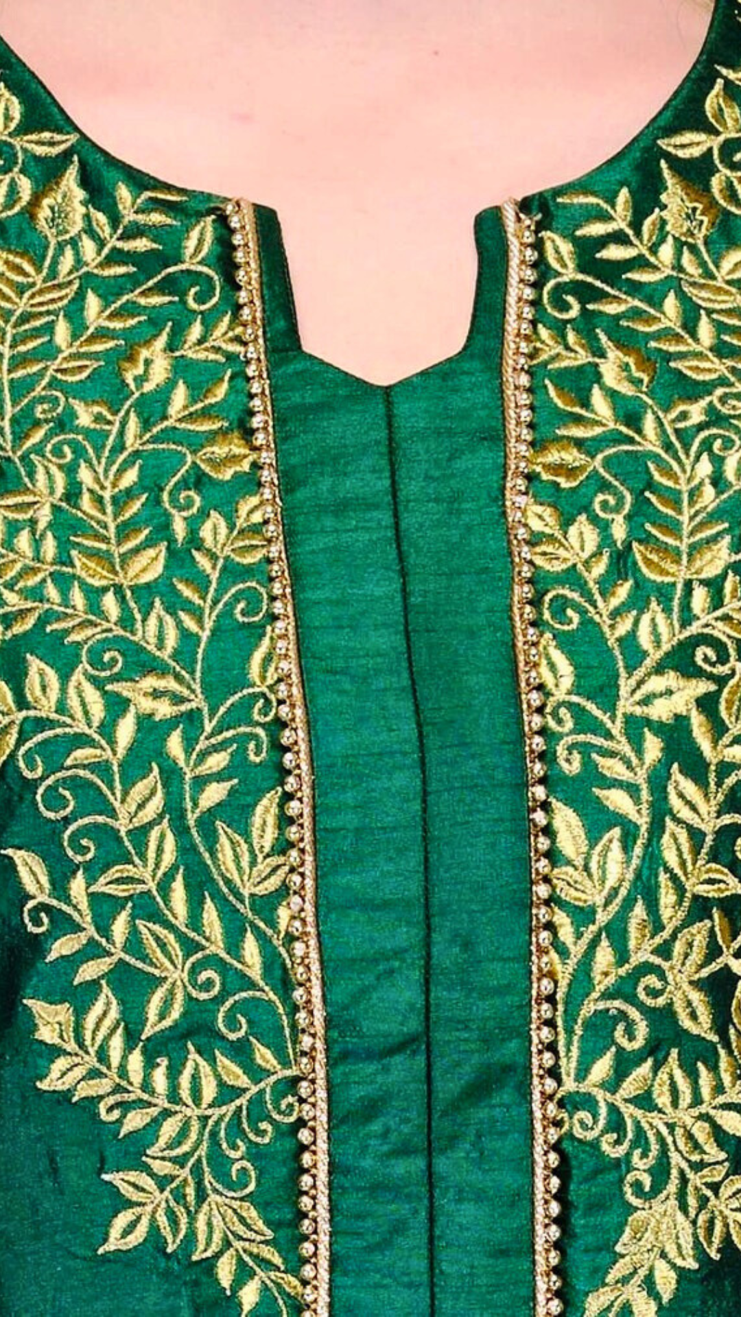 Dark Green Art Silk Short Kurti – Embroidered Party Wear Ethnic Kurti
