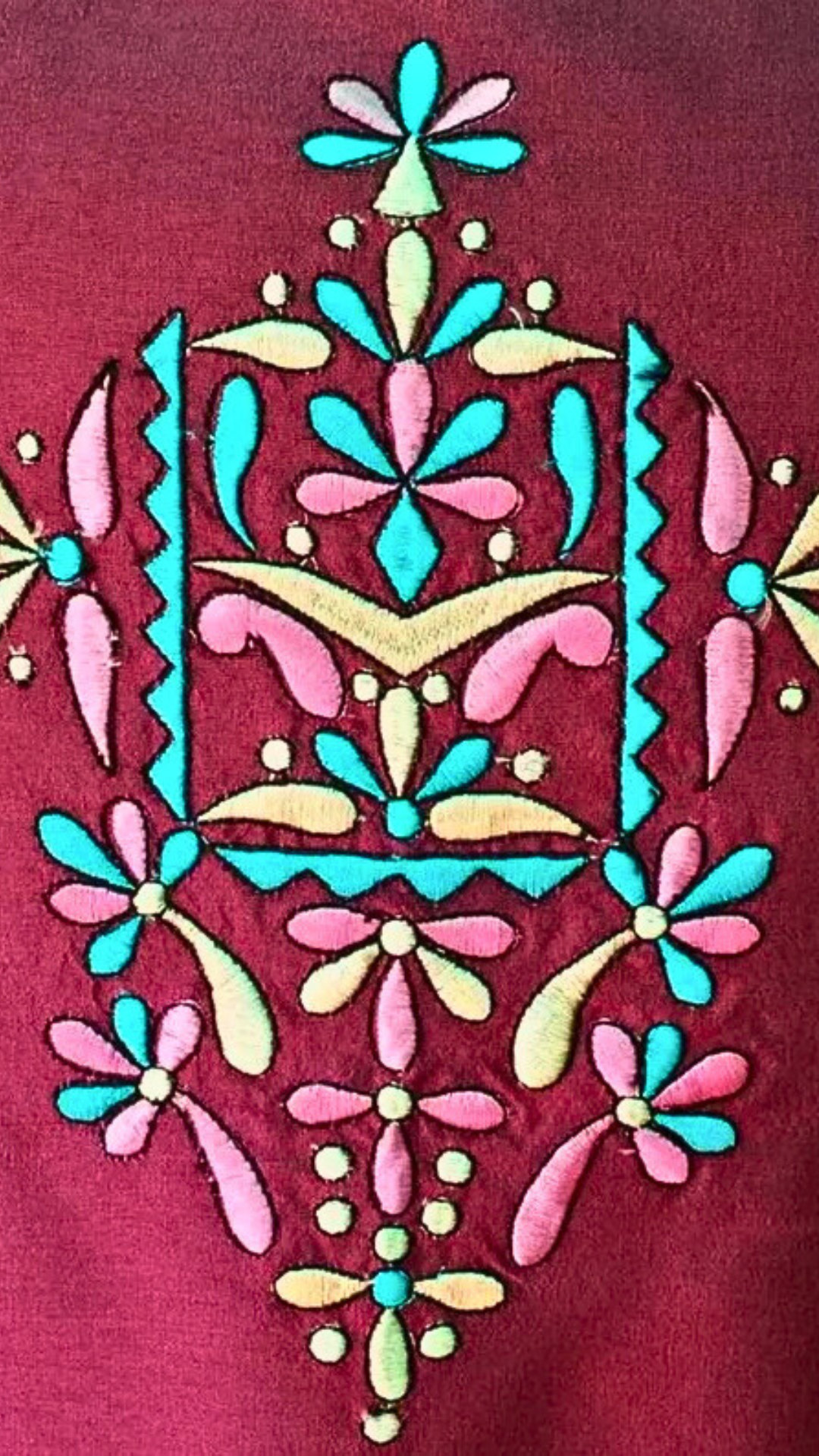 Burgundy Embroidered Kurti for Women | Festive Kurtis Short