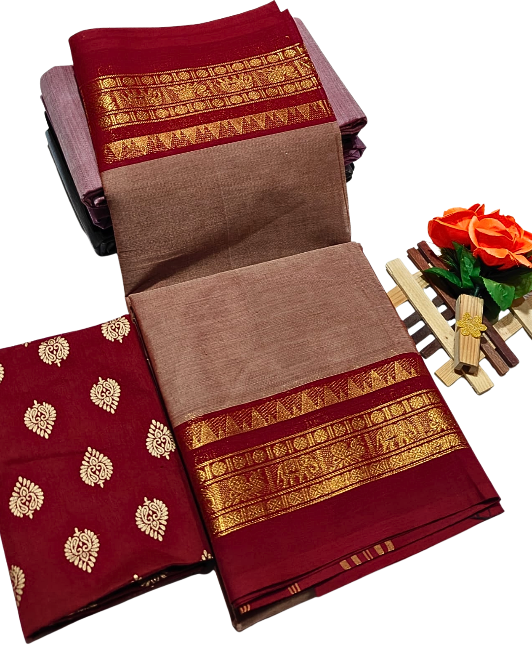 Handloom Kanchi Cotton Sarees for Women | Soft Summer Saree with Cotton Blouse
