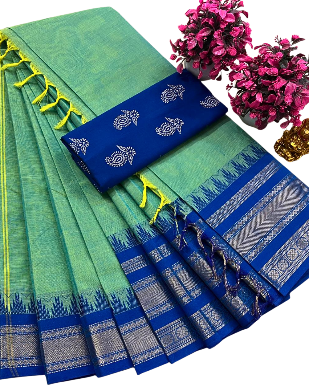 Handloom Kanchi Cotton Sarees for Women | Soft Summer Saree with Cotton Blouse