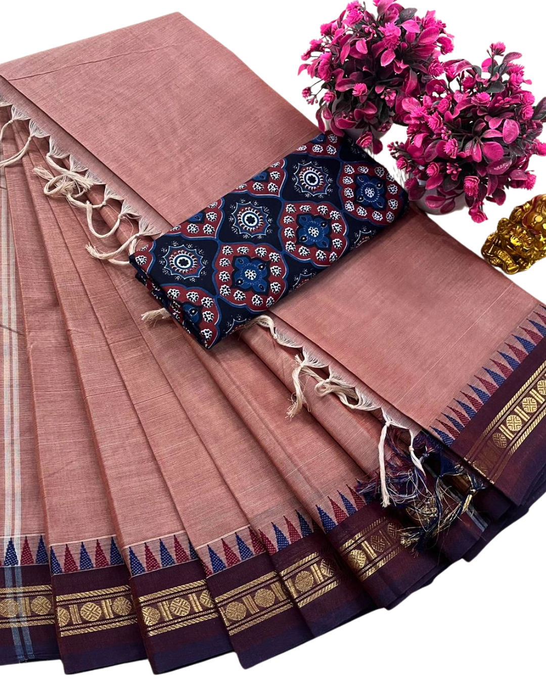 Handloom Kanchi Cotton Sarees for Women | Soft Summer Saree with Cotton Blouse