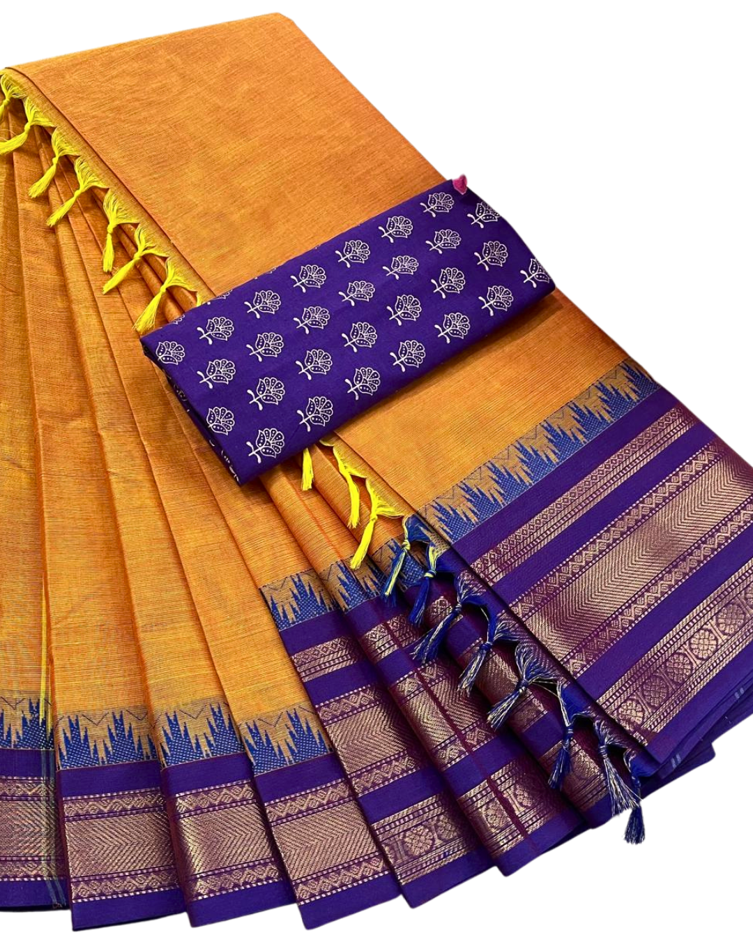 Handloom Kanchi Cotton Sarees for Women | Soft Summer Saree with Cotton Blouse