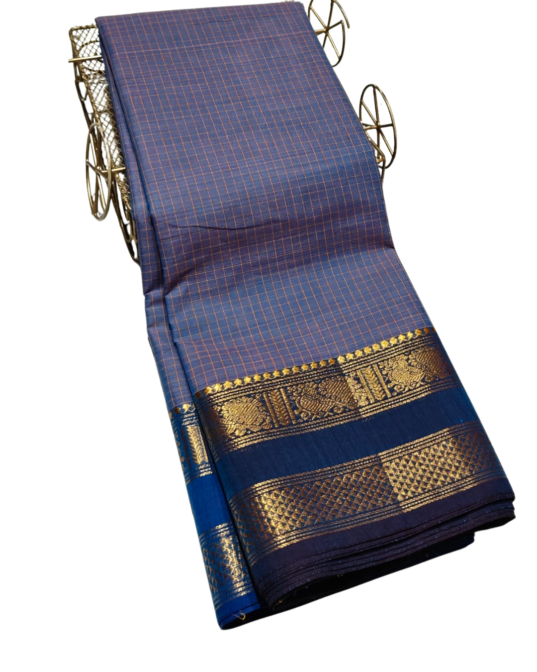 kanchi check saree with border , Cotton sarees for women , Summer saree , Kanchi saree