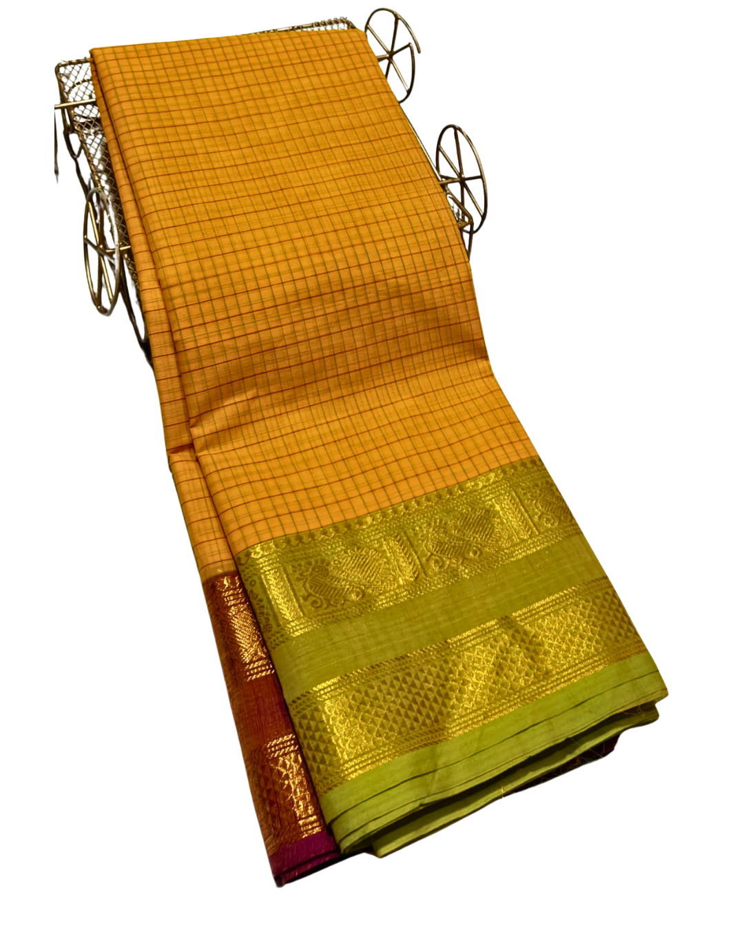 kanchi check saree with border , Cotton sarees for women , Summer saree , Kanchi saree
