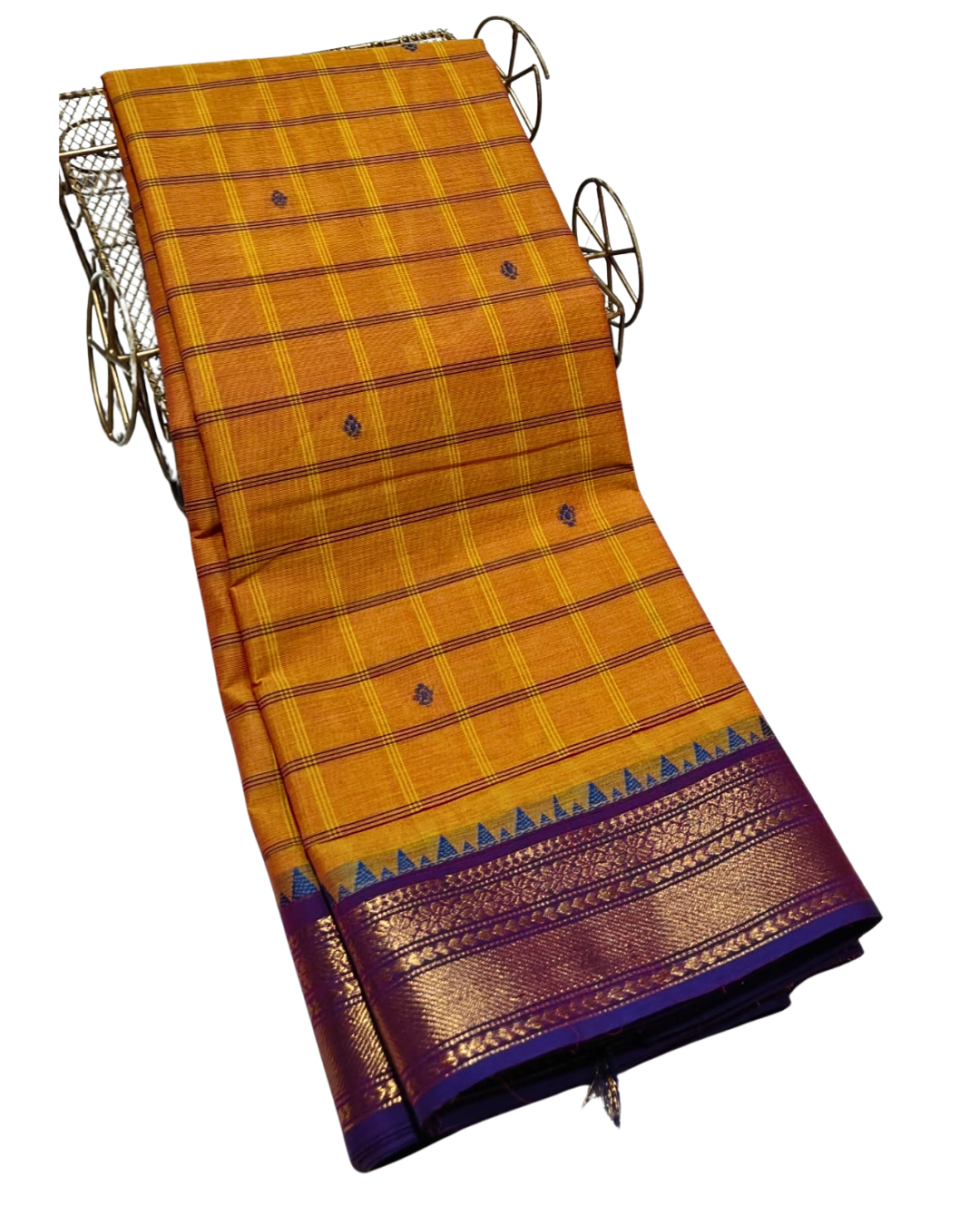 kanchi check saree with border , Cotton sarees for women , Summer saree , Kanchi saree