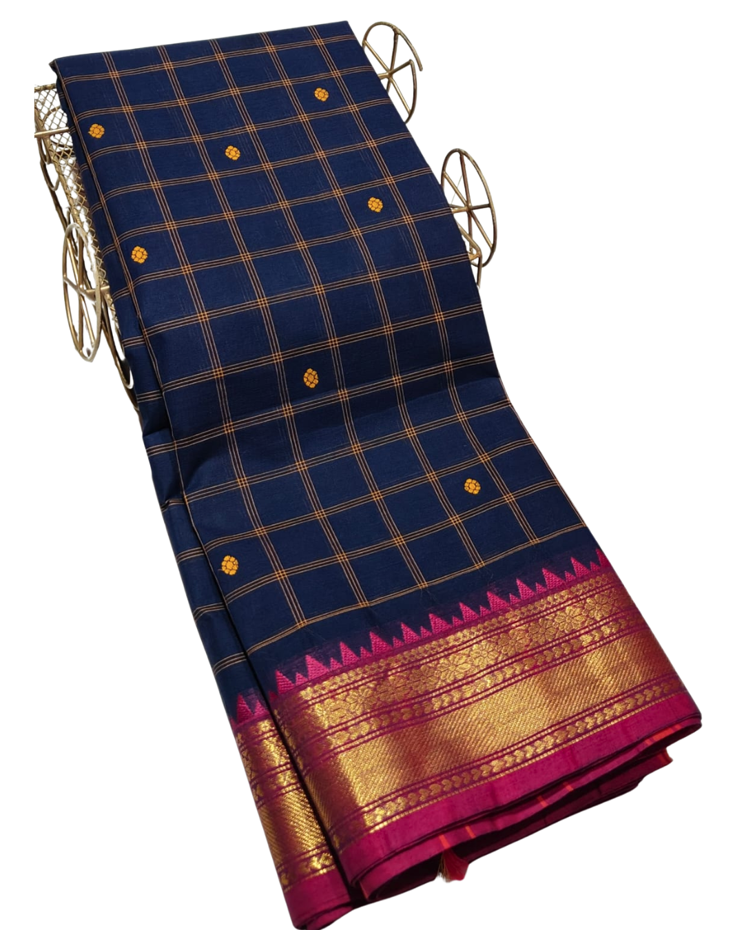 kanchi check saree with border , Cotton sarees for women , Summer saree , Kanchi saree