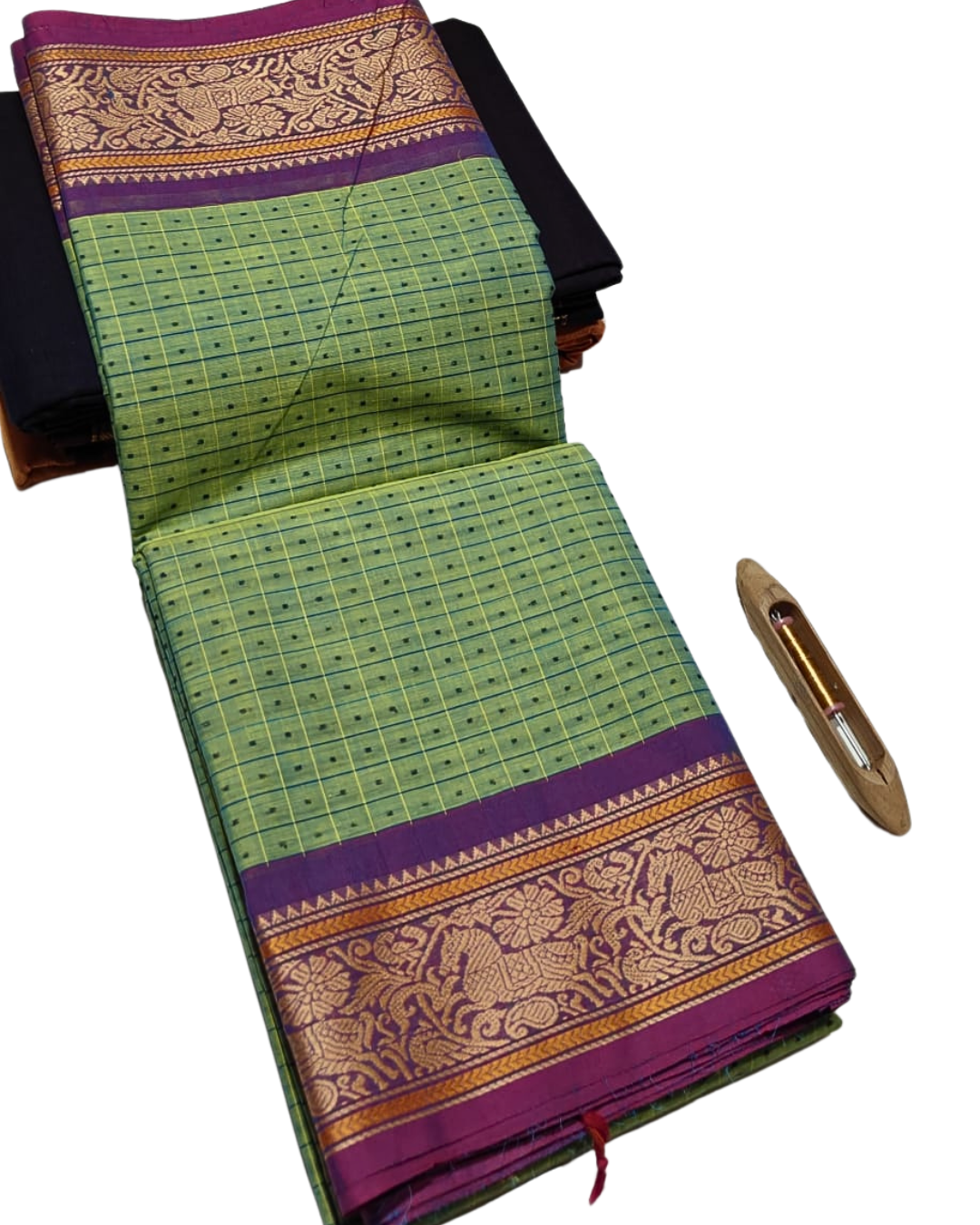 kanchi check saree with border , Cotton sarees for women , Summer saree , Kanchi saree