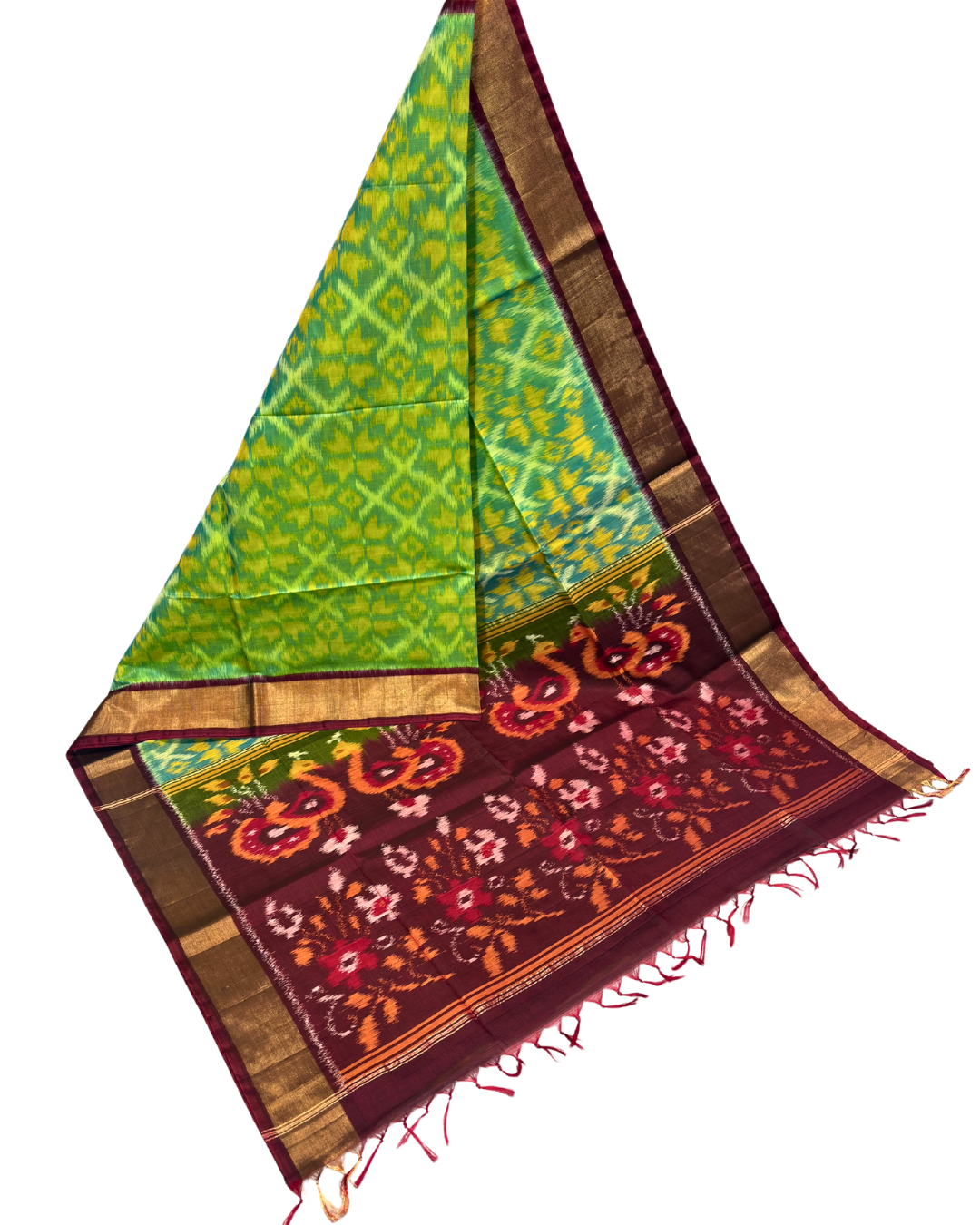 Handwoven Ikat Saree in Silk Cotton Blend | Festive Ethnic Saree