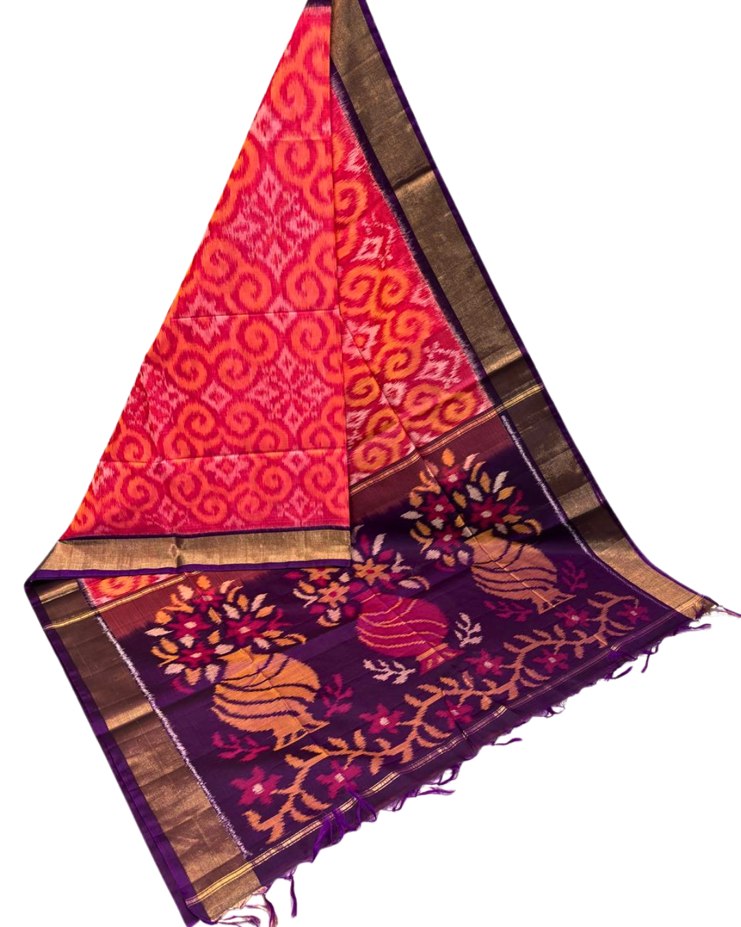 Handwoven Ikat Saree in Silk Cotton Blend | Festive Ethnic Saree