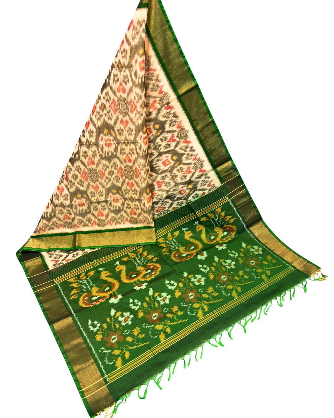 Handwoven Ikat Saree in Silk Cotton Blend | Festive Ethnic Saree