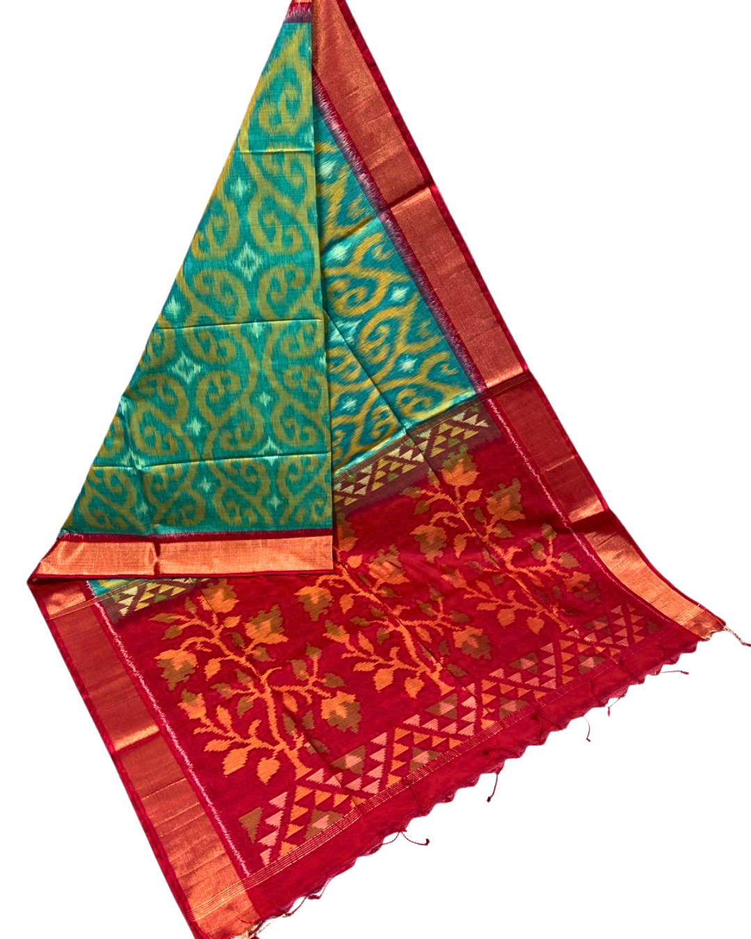 Handwoven Ikat Saree in Silk Cotton Blend | Festive Ethnic Saree