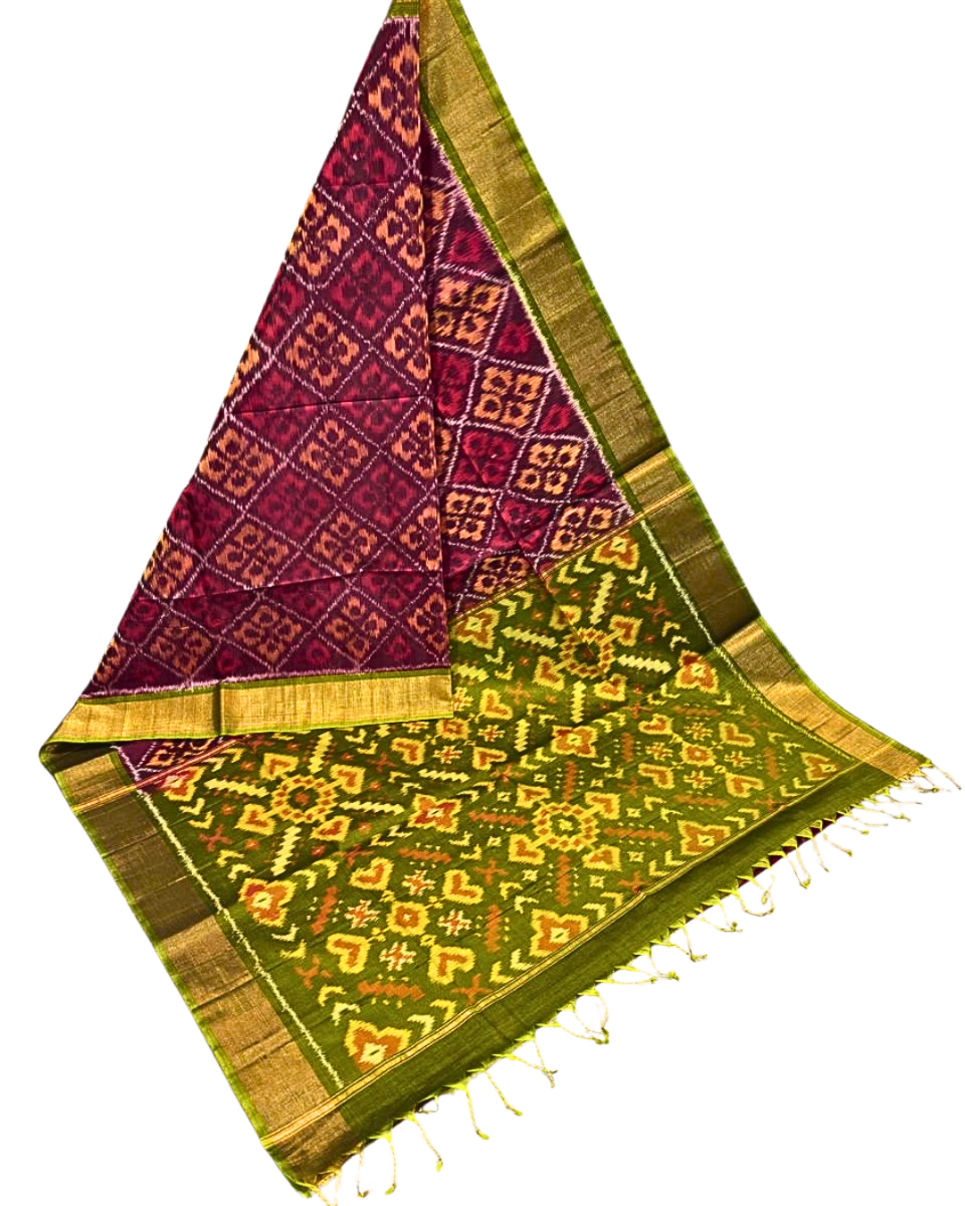 Handwoven Ikat Saree in Silk Cotton Blend | Festive Ethnic Saree