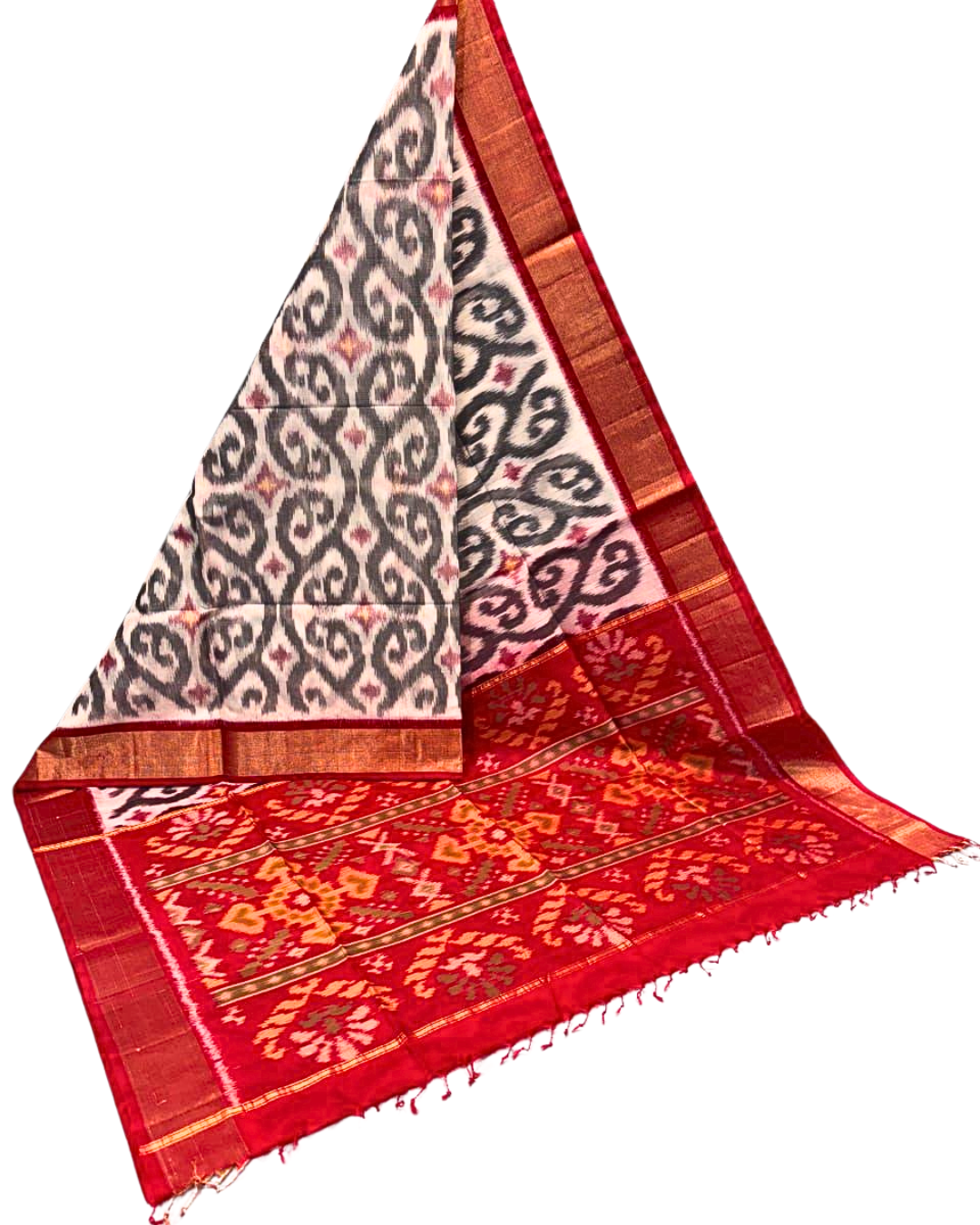 Handwoven Ikat Saree in Silk Cotton Blend | Festive Ethnic Saree