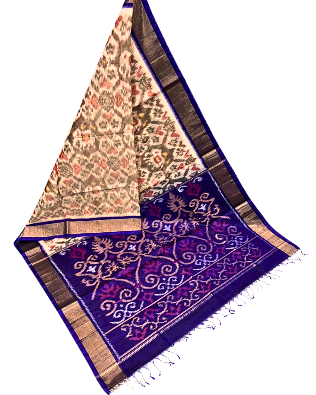 Handwoven Ikat Saree in Silk Cotton Blend | Festive Ethnic Saree