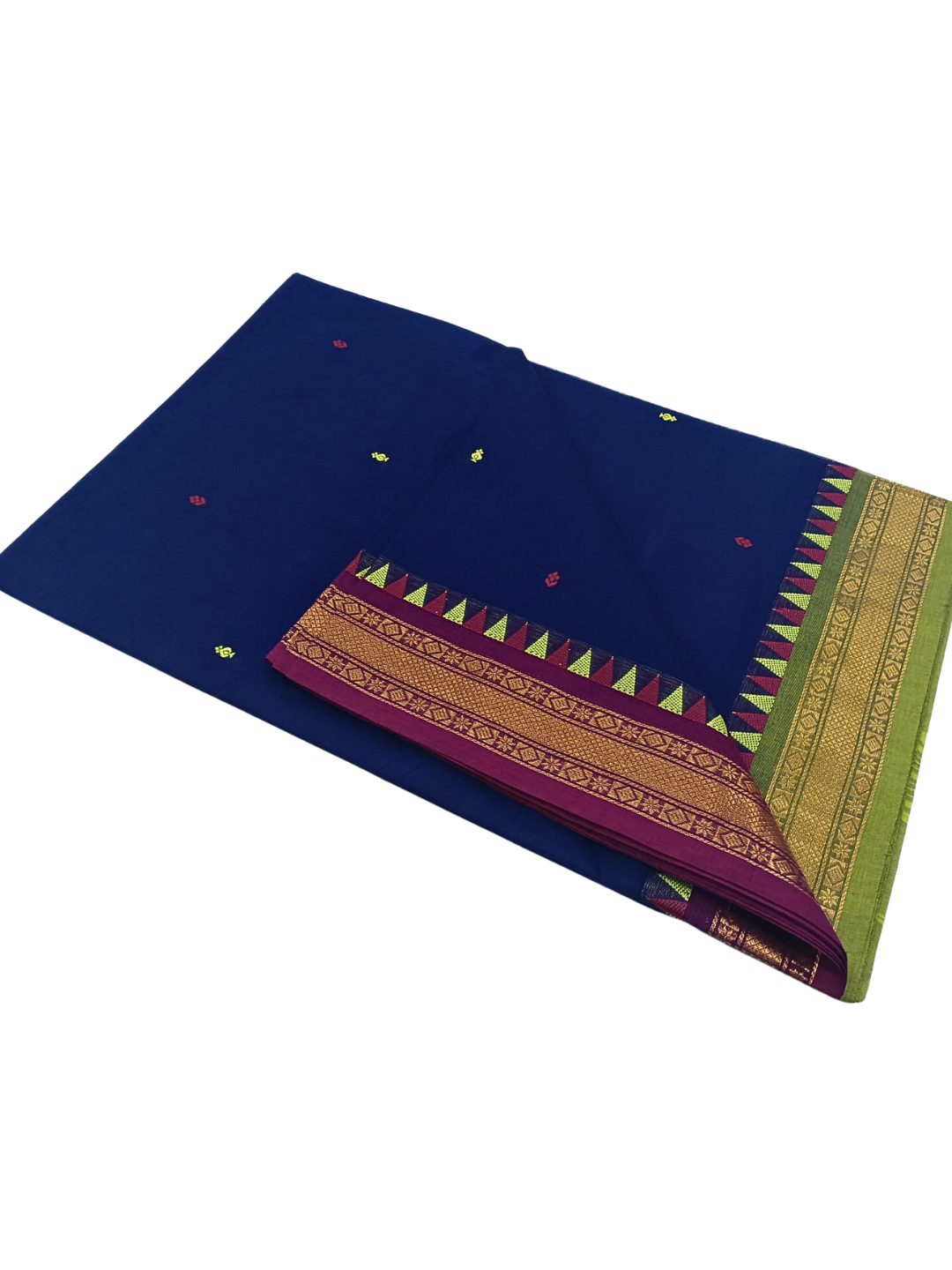 Pure Handloom Kanchi Cotton Saree | Soft Summer Saree with Thin Ganga Jamuna Border & Blouse