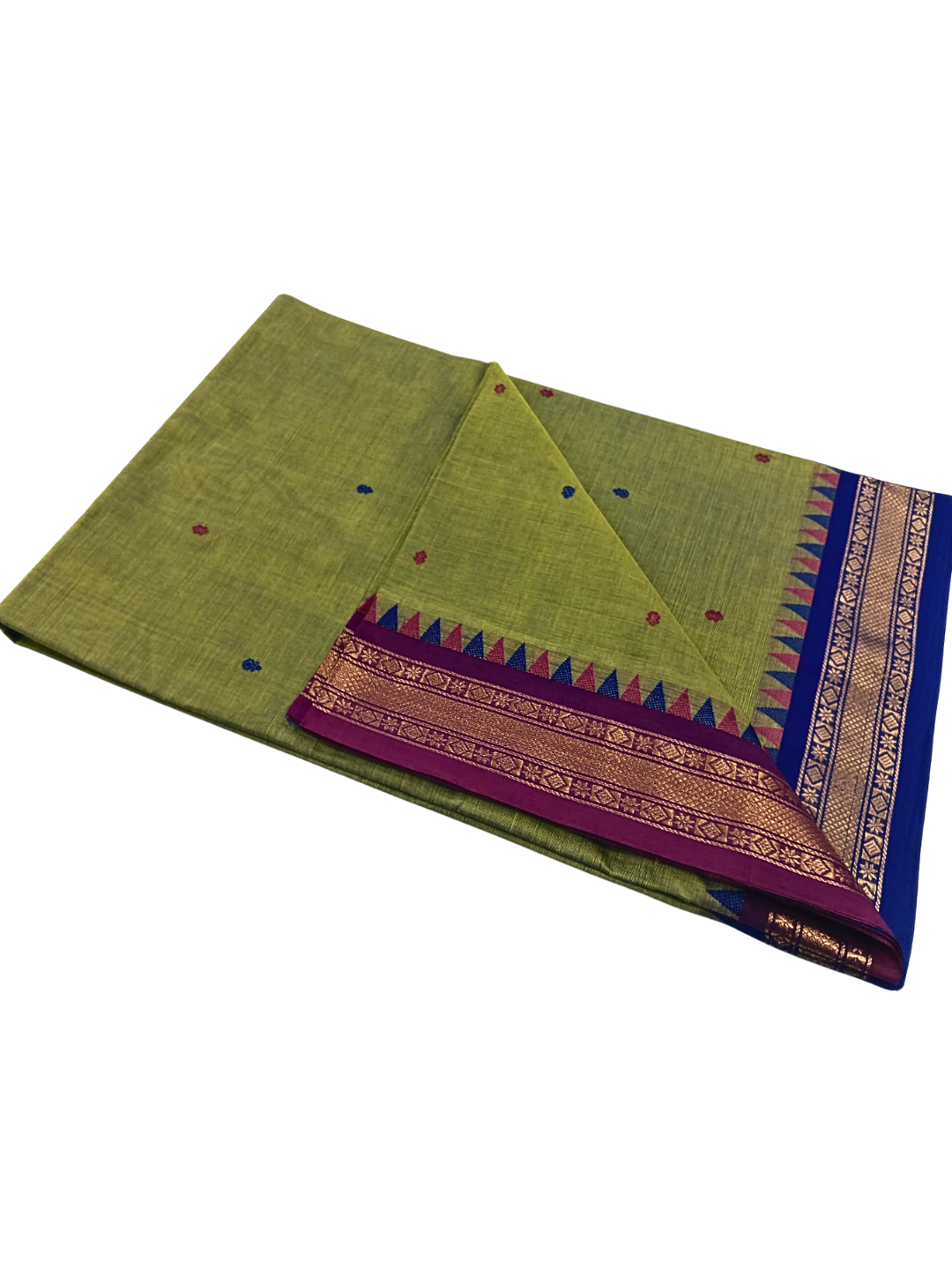 Pure Handloom Kanchi Cotton Saree | Soft Summer Saree with Thin Ganga Jamuna Border & Blouse