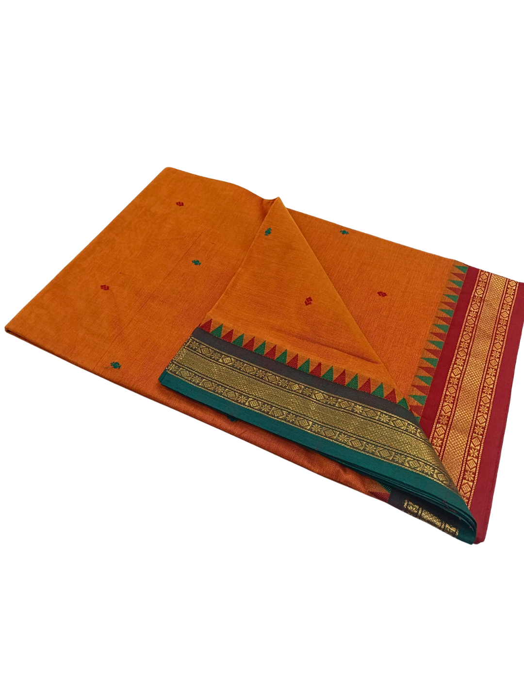 Pure Handloom Kanchi Cotton Saree | Soft Summer Saree with Thin Ganga Jamuna Border & Blouse