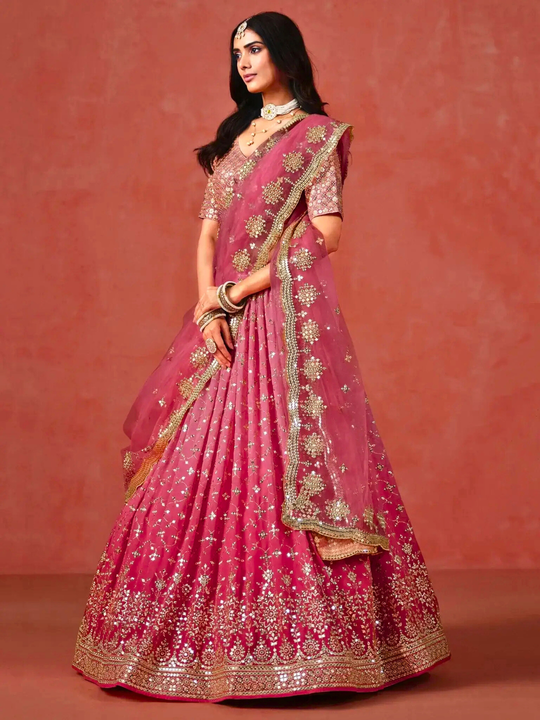 Peach Embroidered Lehenga Choli | Bridal & Festive Party Wear Outfit