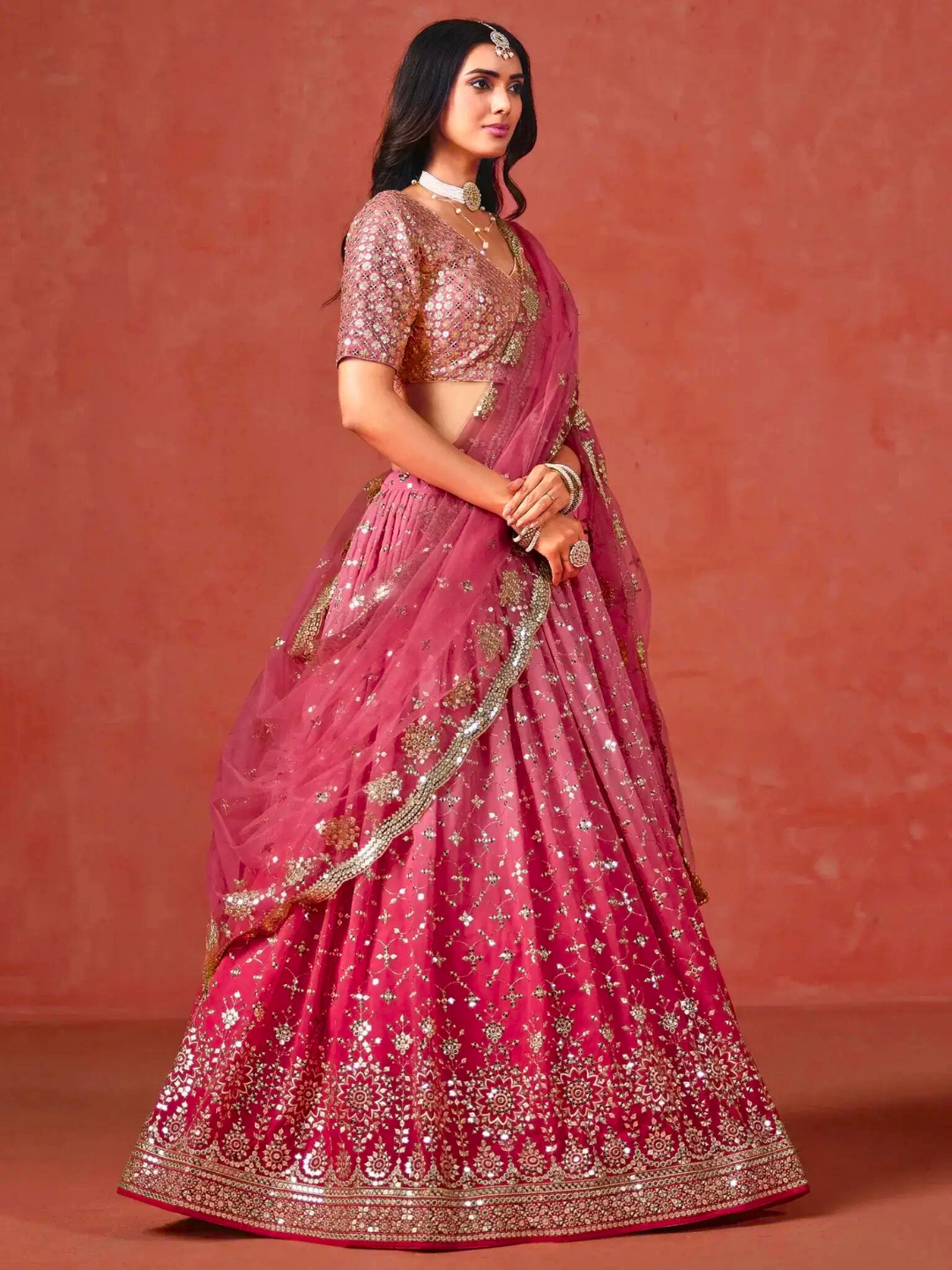 Peach Embroidered Lehenga Choli | Bridal & Festive Party Wear Outfit