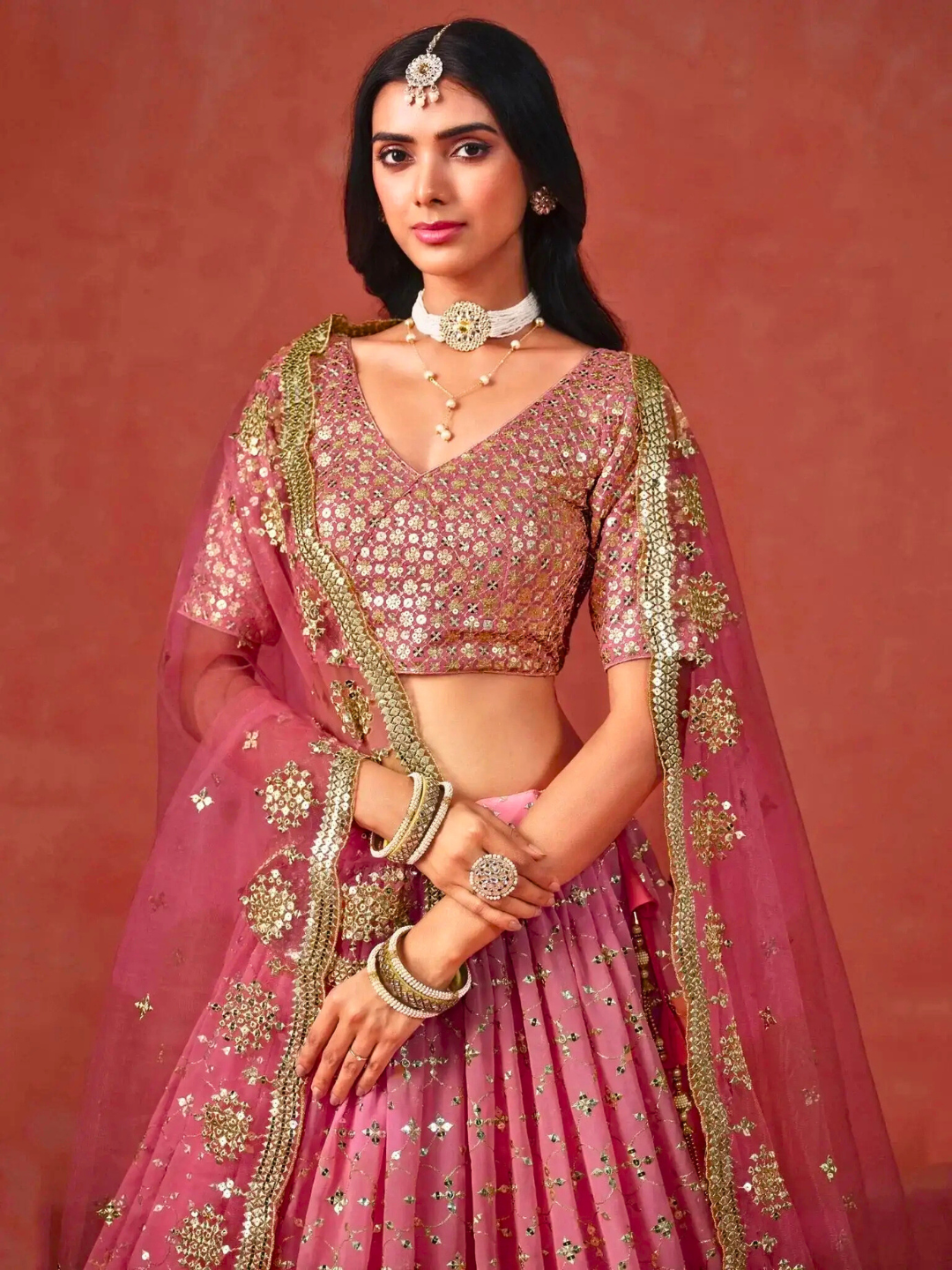 Peach Embroidered Lehenga Choli | Bridal & Festive Party Wear Outfit