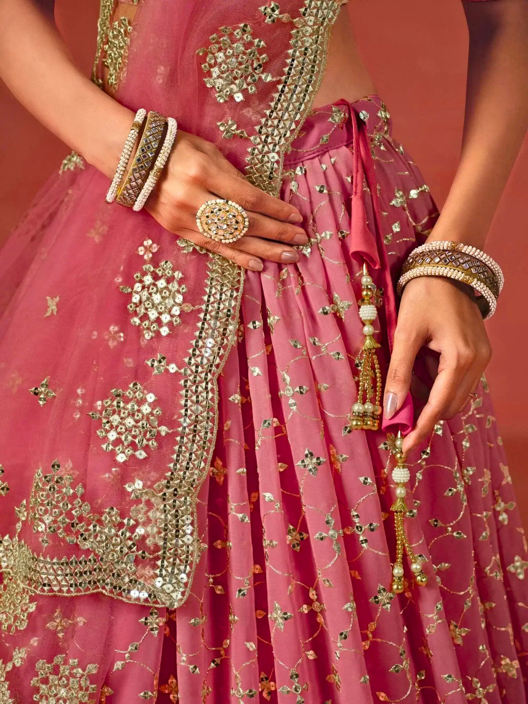 Peach Embroidered Lehenga Choli | Bridal & Festive Party Wear Outfit