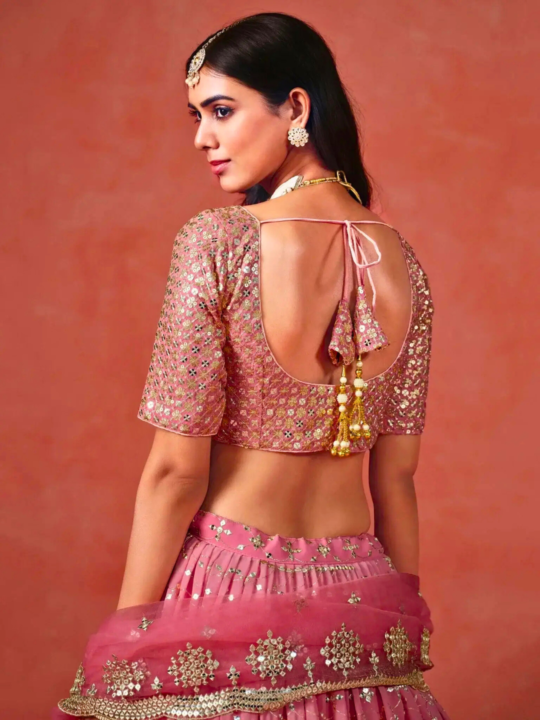 Peach Embroidered Lehenga Choli | Bridal & Festive Party Wear Outfit