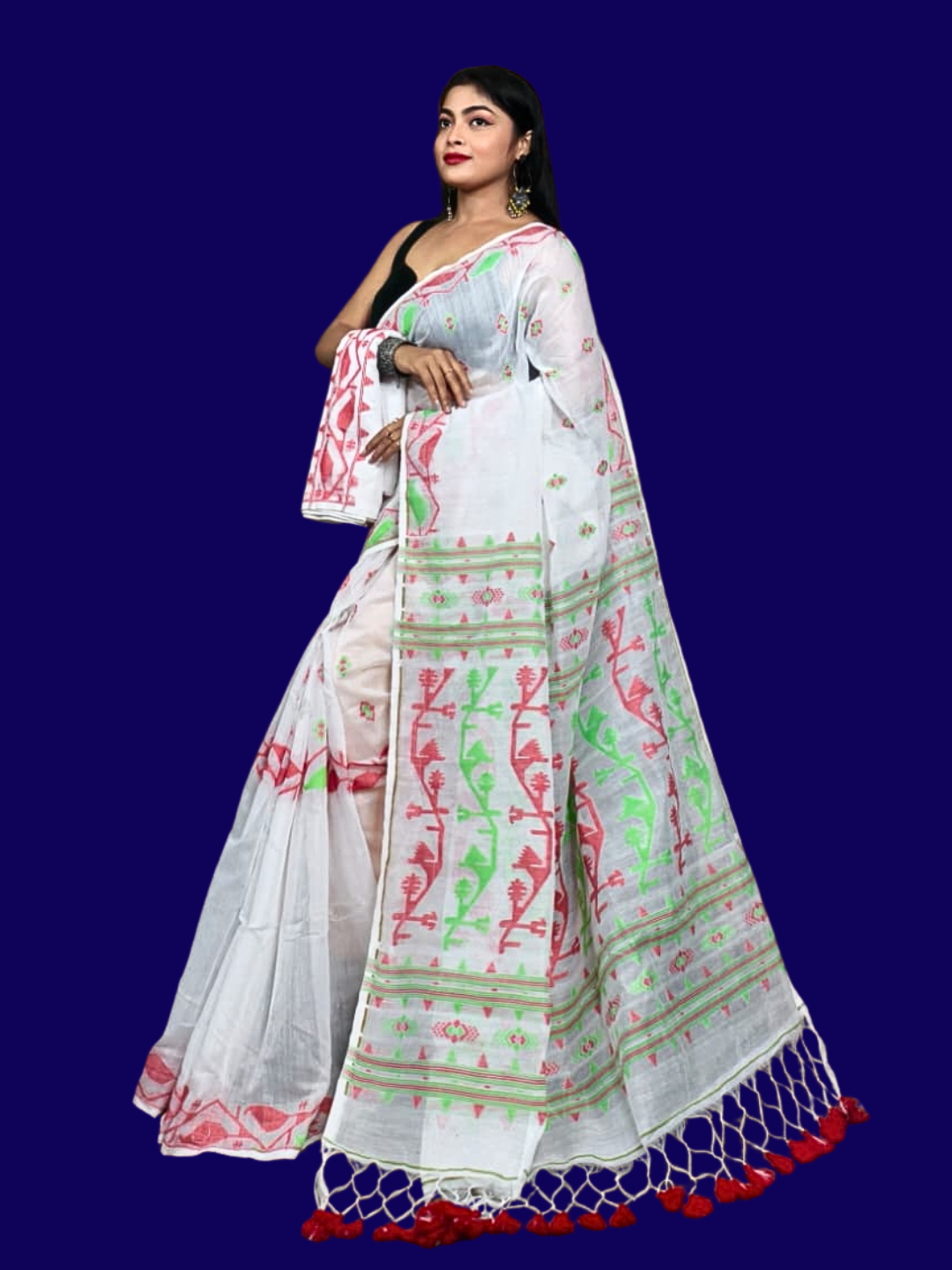 Soft Cotton Jamdani Saree, Breathable Summer Saree