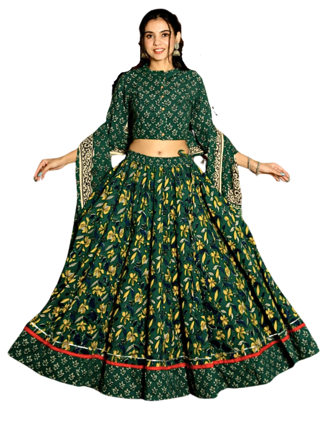 100% Cotton Lehenga Choli with Dupatta – Breathable Summer Festival & Family Occasion Outfit
