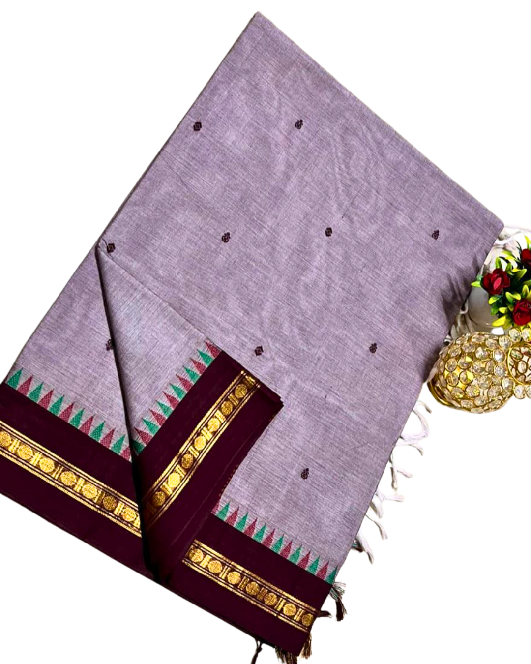 kanchi cotton saree with thin border
