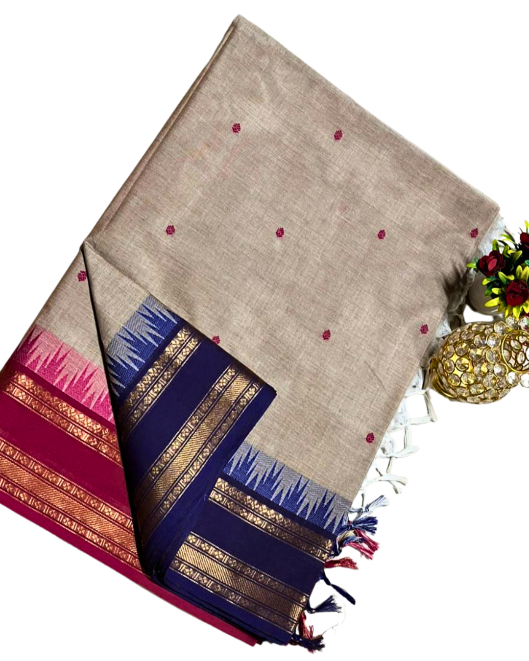 Kanchi cotton sarees with ganga jamuna border
