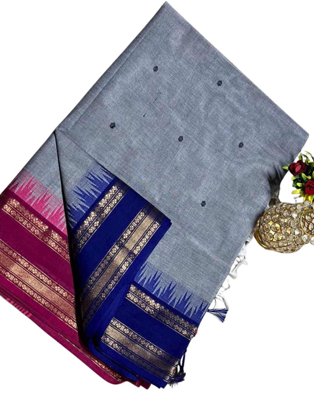 Kanchi cotton sarees with ganga jamuna border