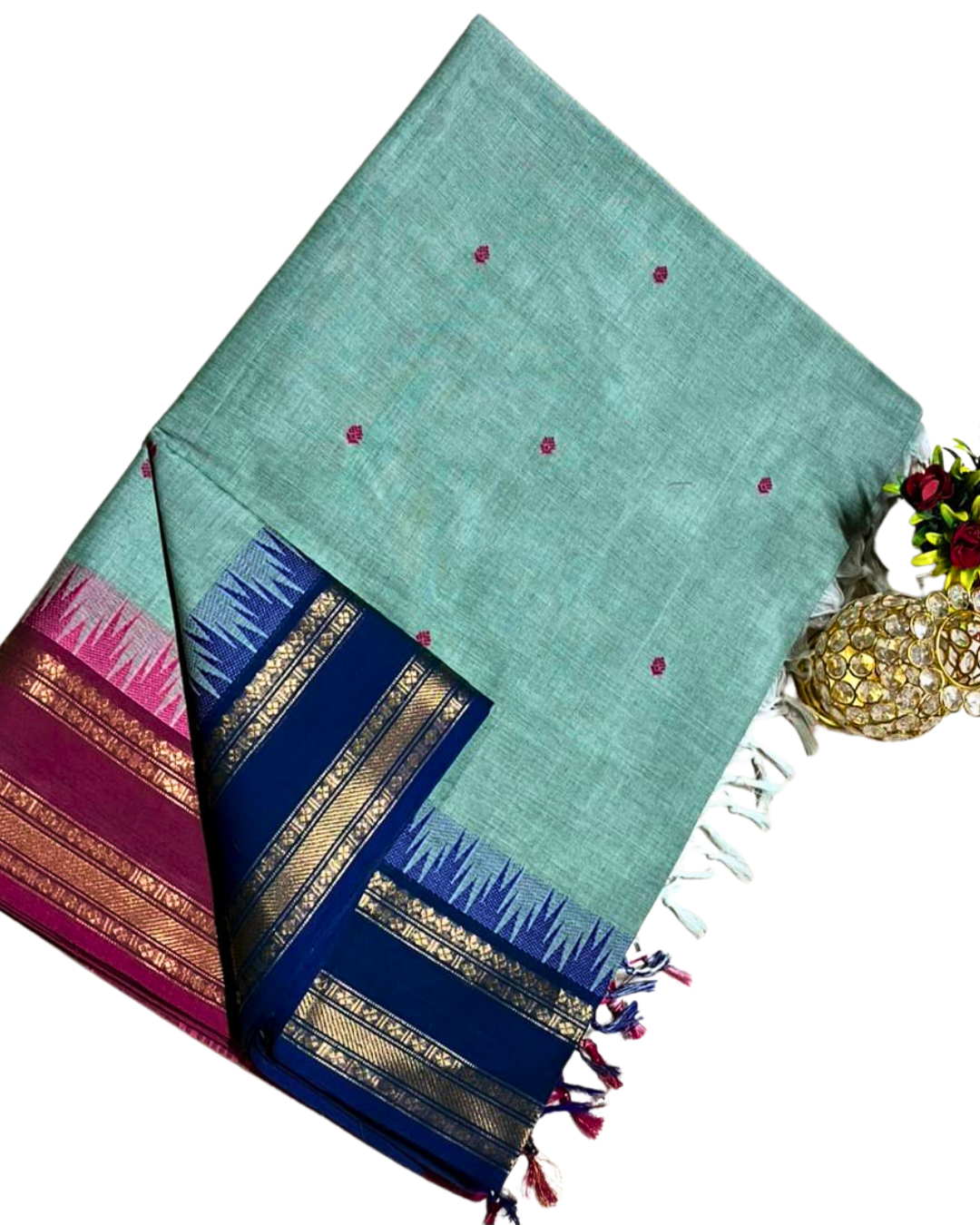 Kanchi cotton sarees with ganga jamuna border