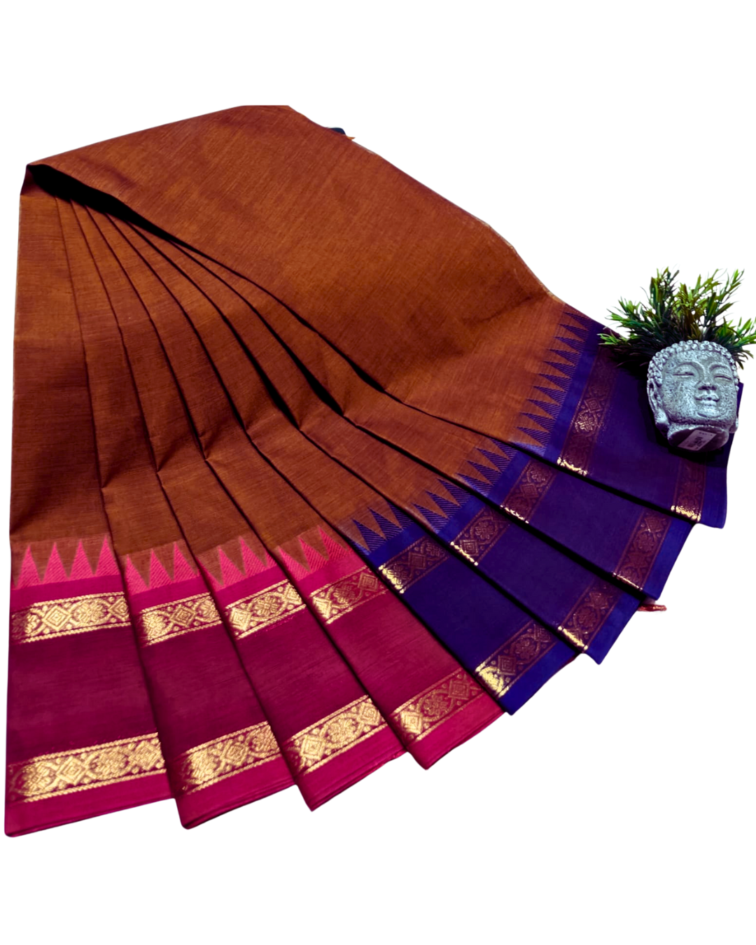 Kanchi cotton sarees with ganga jamuna border