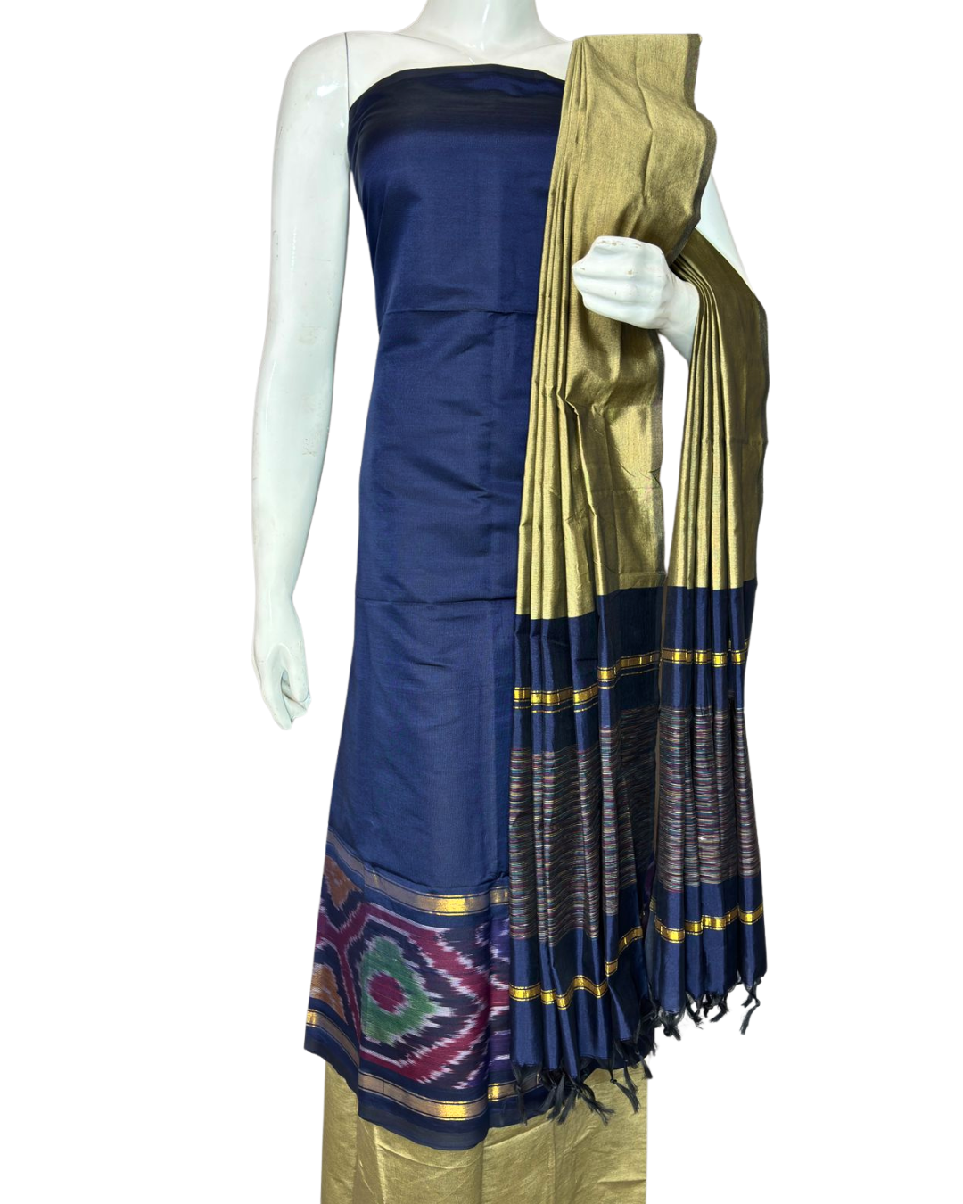 Ikat Unstitched Salwar Suit Set | Handwoven Indian Clothing | Festive and Daily Wear