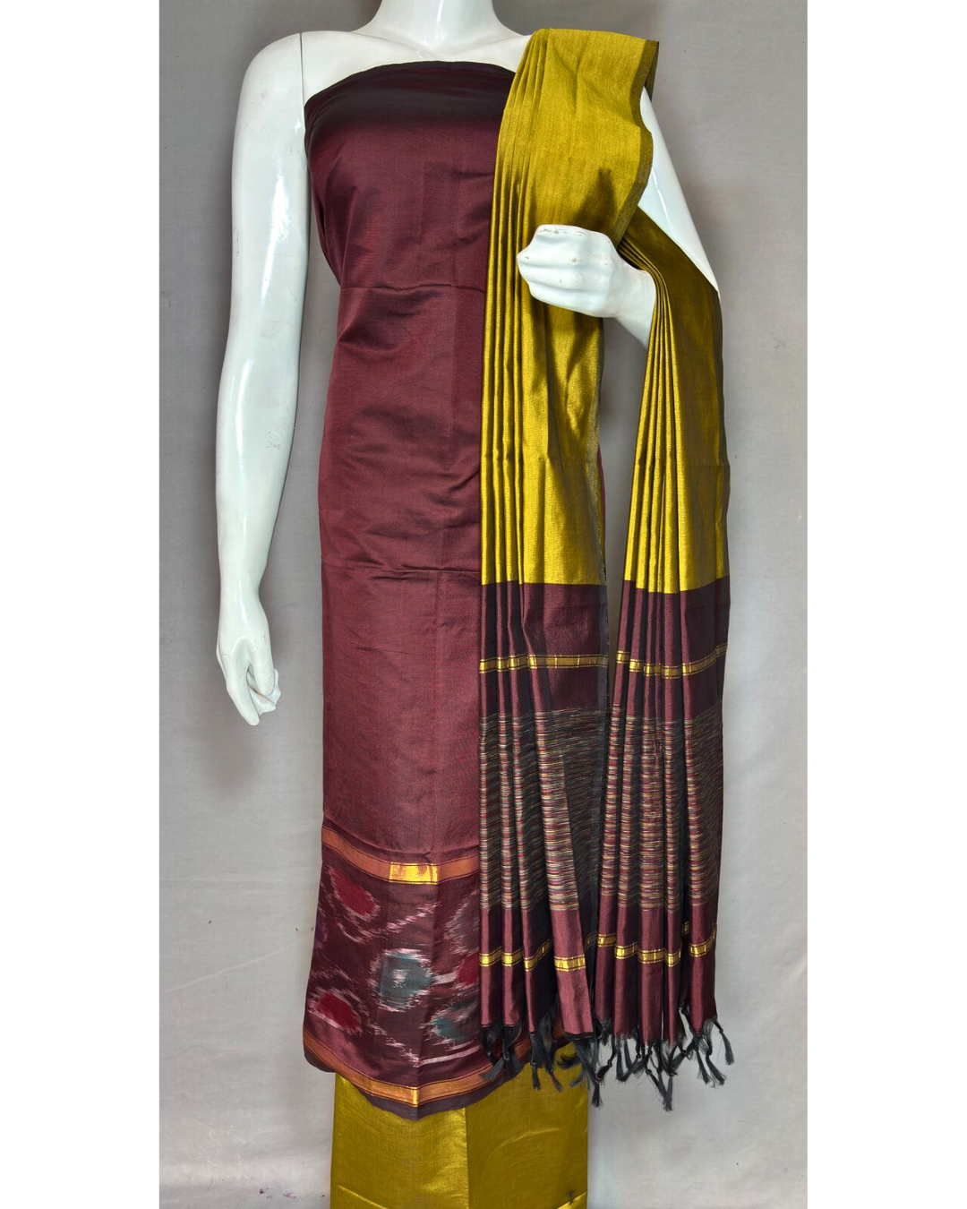 Ikat Unstitched Salwar Suit Set | Handwoven Indian Clothing | Festive and Daily Wear