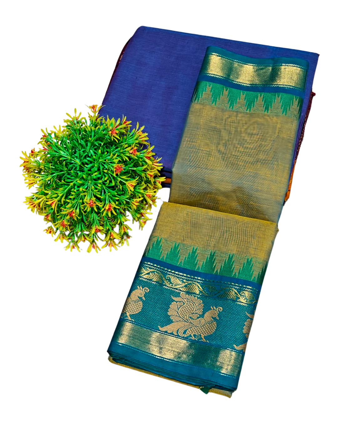 Kanchi cotton saree with temple border