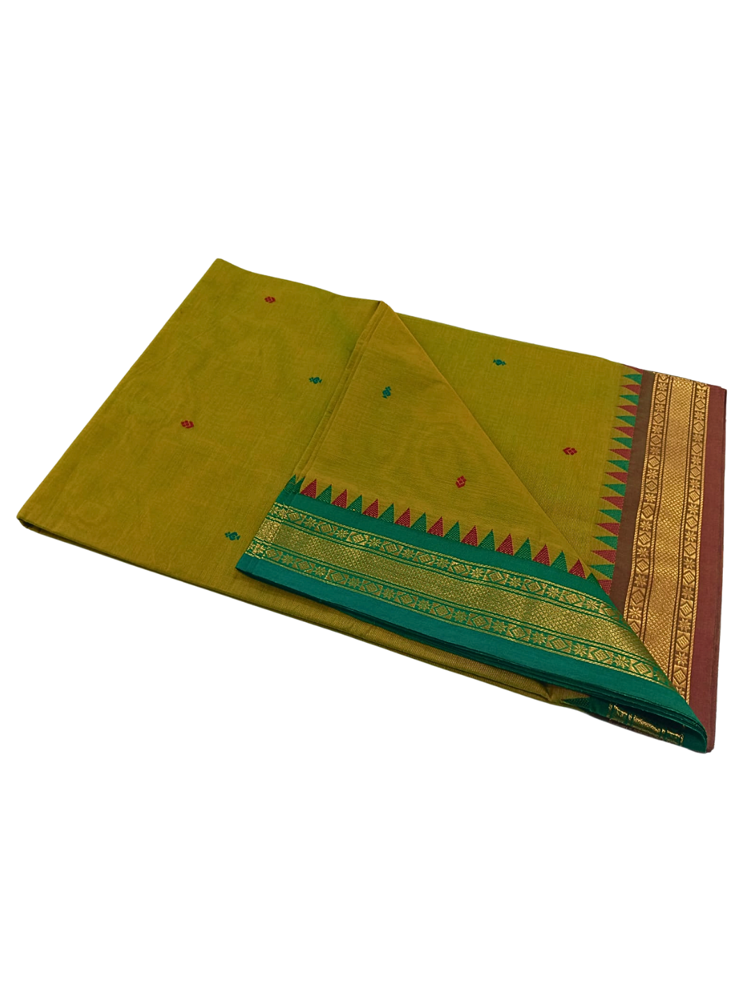 Pure Handloom Kanchi Cotton Saree | Soft Summer Saree with Thin Ganga Jamuna Border & Blouse
