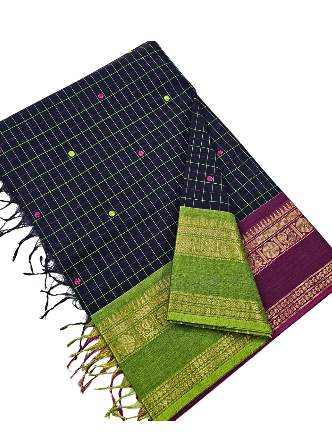 Traditional Kanchi Cotton Saree | Summer-Friendly Saree with Matching Blouse