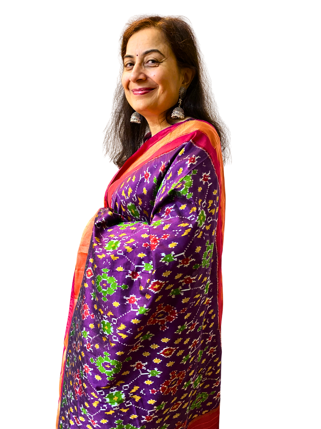 Purple silk dupatta , Authentic Handloom Pure Silk Ikat Dupatta , Diwali & Festive Collection , SILK MARK CERTIFIED