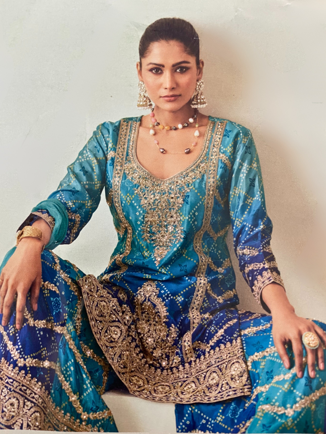 Blue Designer Embroidered Palazzo Set / Palazzo Suit for Weddings, Parties & Festivals