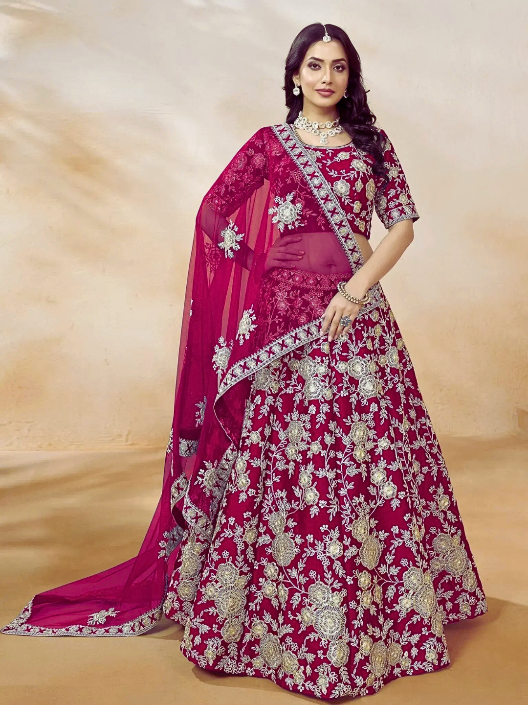 Cherry Pink Classic Indian Lehenga Choli – Perfect Attire for Weddings & Special Events