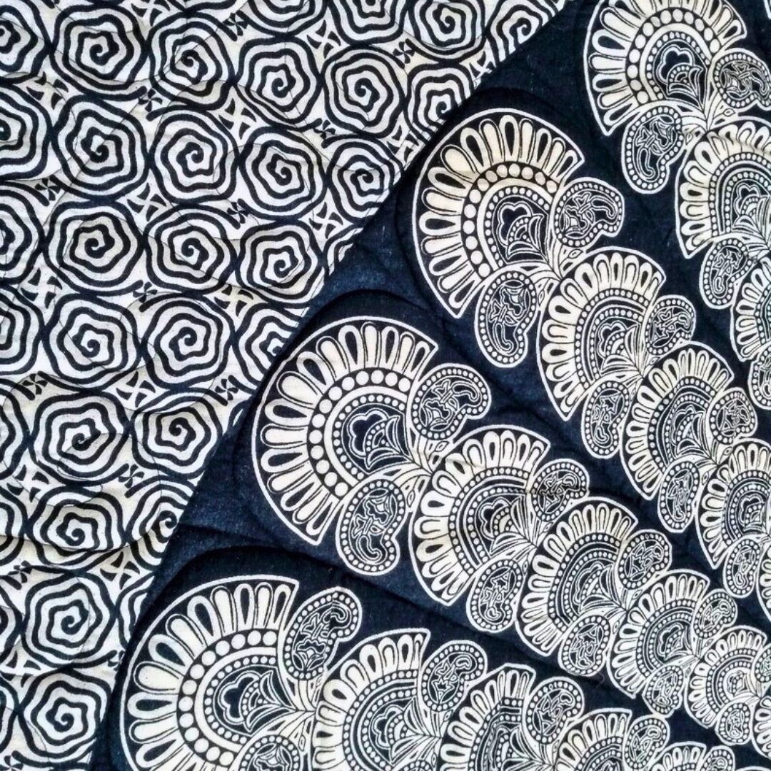 Queen Size Black and White Cotton Quilt