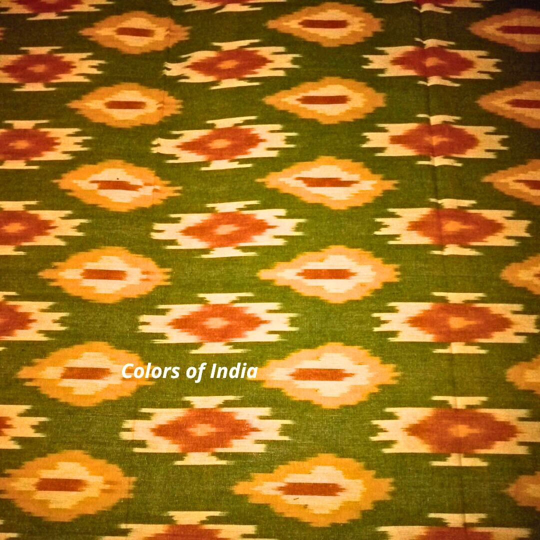 Green Ikat Cotton Queen Bedspread With Pillow Covers