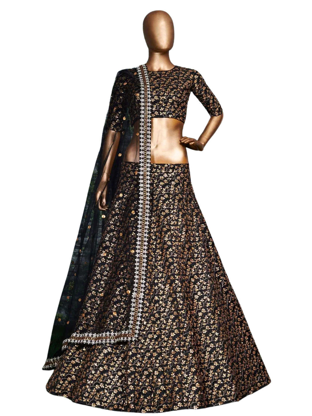 Black Golden Embroidered Bridal & Party Wear Lehenga Choli