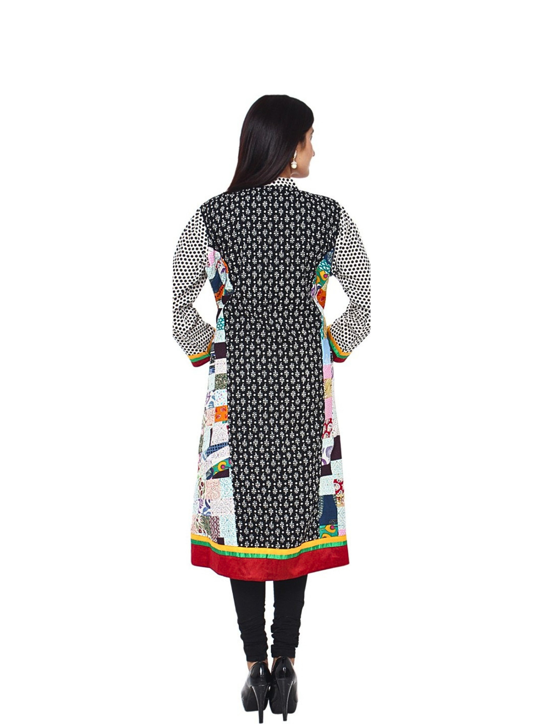 Plus Size Cotton Black & White A-Line Kurta