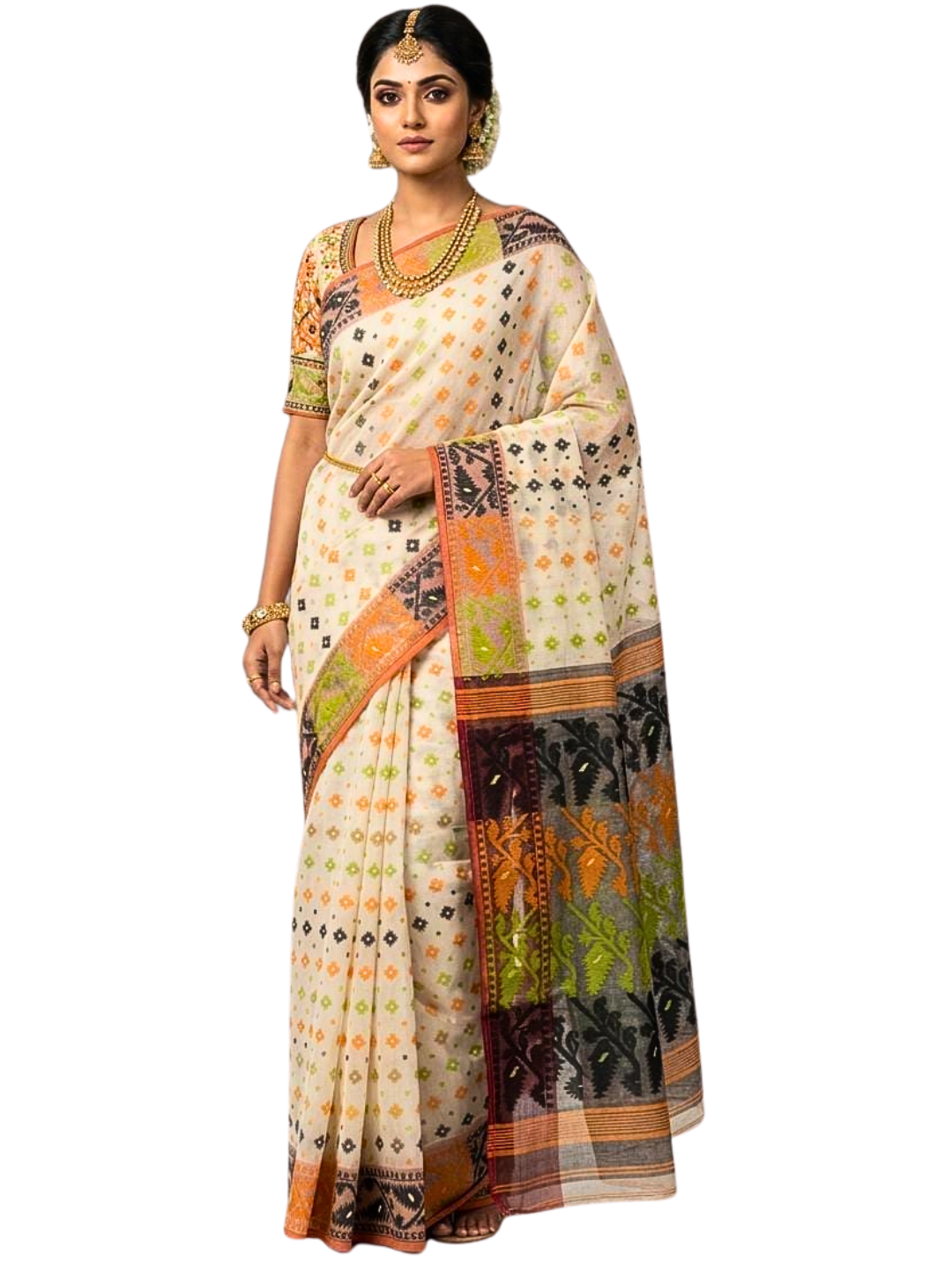 Authentic Jamdani Cotton Saree | Breathable Summer Saree